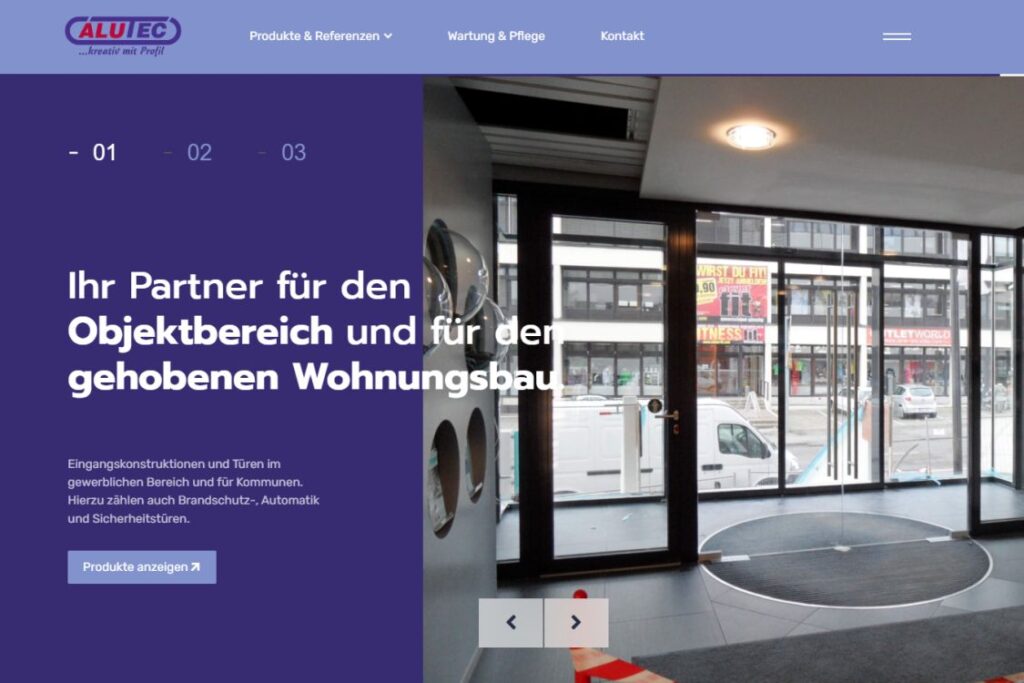 Referenz Website Alutec Metallbau GmbH