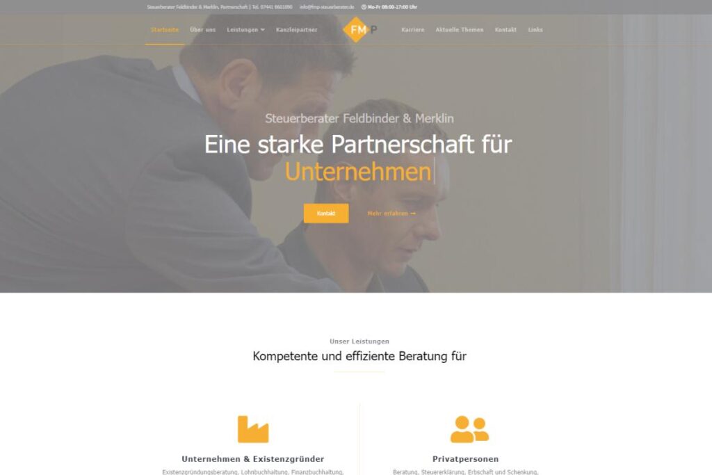 Referenz Website Steuerberater Feldbinder & Merklin