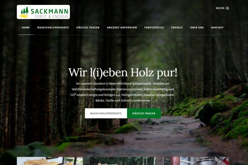 Referenz Website Sackmann Forst & Energie